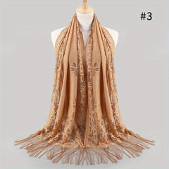 Tassel Lace Shawl Solid Flower Hollow Scarf Hijab Women Wrap
