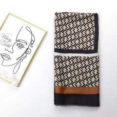 Geometric Print Frayed Edge Casual Shawl