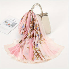 Plum Blossom Scarf Shawl Wrap Head Wrap for Daily Decoration
