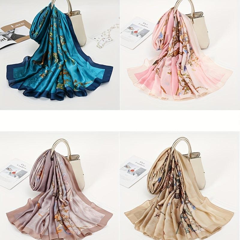 Plum Blossom Scarf Shawl Wrap Head Wrap for Daily Decoration