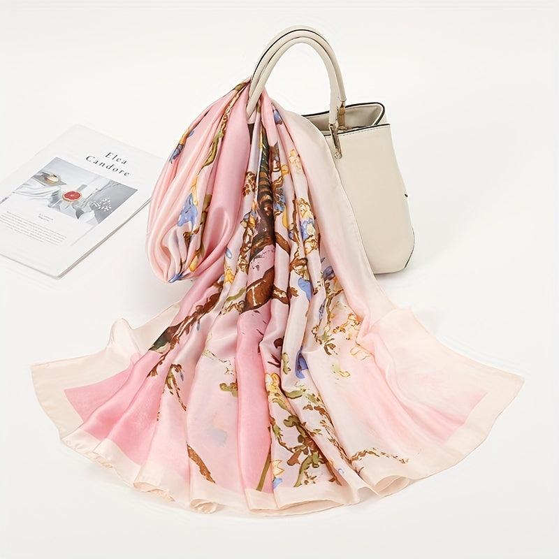 Plum Blossom Scarf Shawl Wrap Head Wrap for Daily Decoration