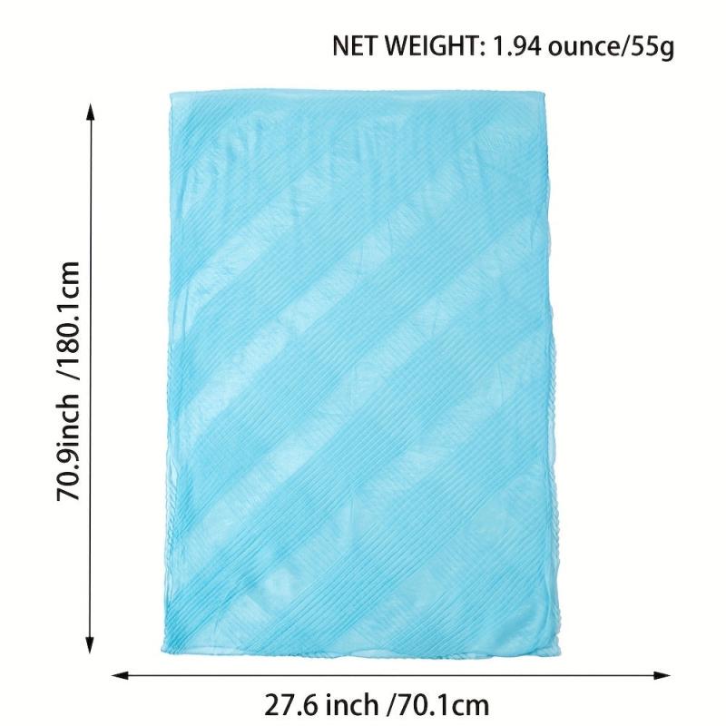 Solid Pleated Scarf Classic Hijab Casual Shawl Silk Bandana Women Neckerchief
