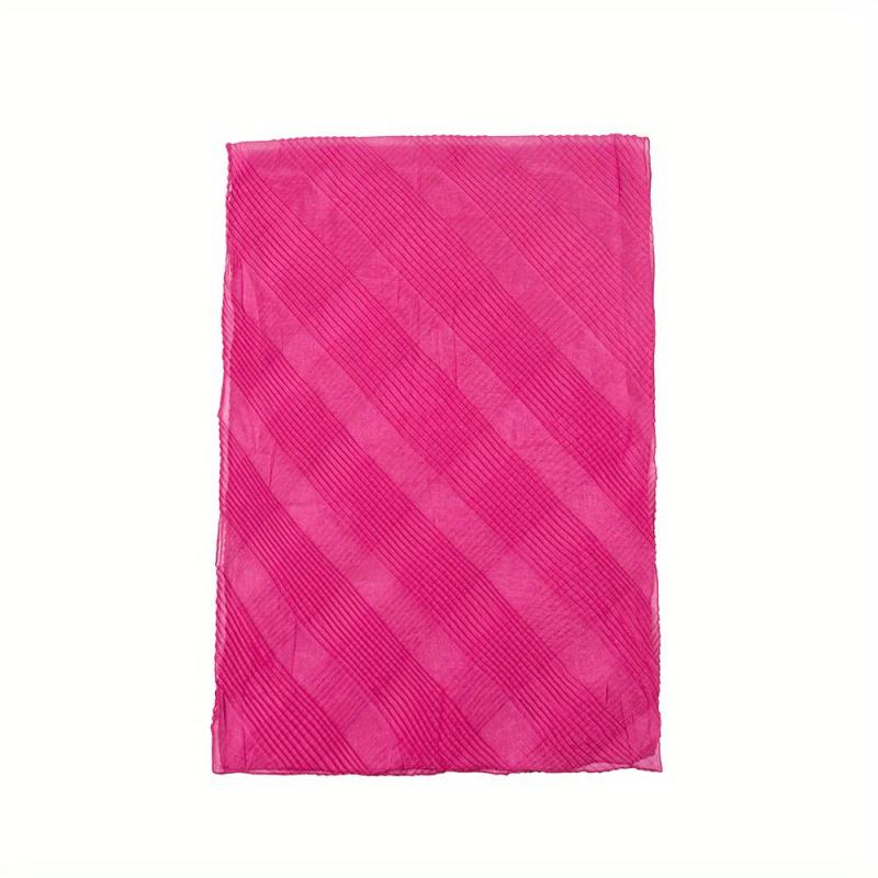 Solid Pleated Scarf Classic Hijab Casual Shawl Silk Bandana Women Neckerchief