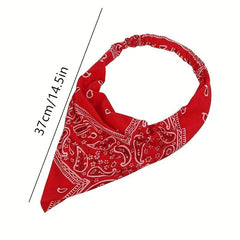 6pcs Paisley Print Series Triangle Scarf Headband Elastic Turban Bandana