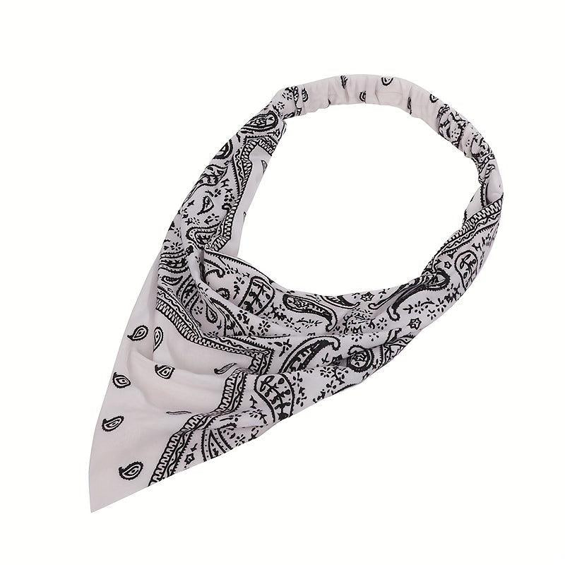 6pcs Paisley Print Series Triangle Scarf Headband Elastic Turban Bandana