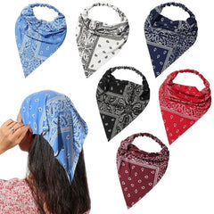6pcs Paisley Print Series Triangle Scarf Headband Elastic Turban Bandana