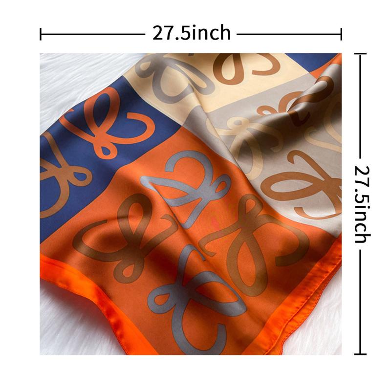 Boho Block Neckerchief Silk Square Scarf Bandana Classic Head Wrap