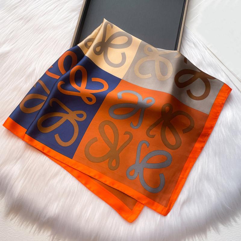 Boho Block Neckerchief Silk Square Scarf Bandana Classic Head Wrap