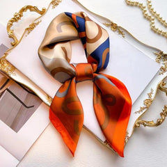 Boho Block Neckerchief Silk Square Scarf Bandana Classic Head Wrap