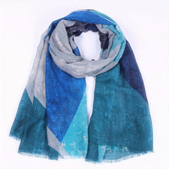 Tie Dye Print Shawl Raw Edge Scarf