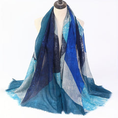 Tie Dye Print Shawl Raw Edge Scarf