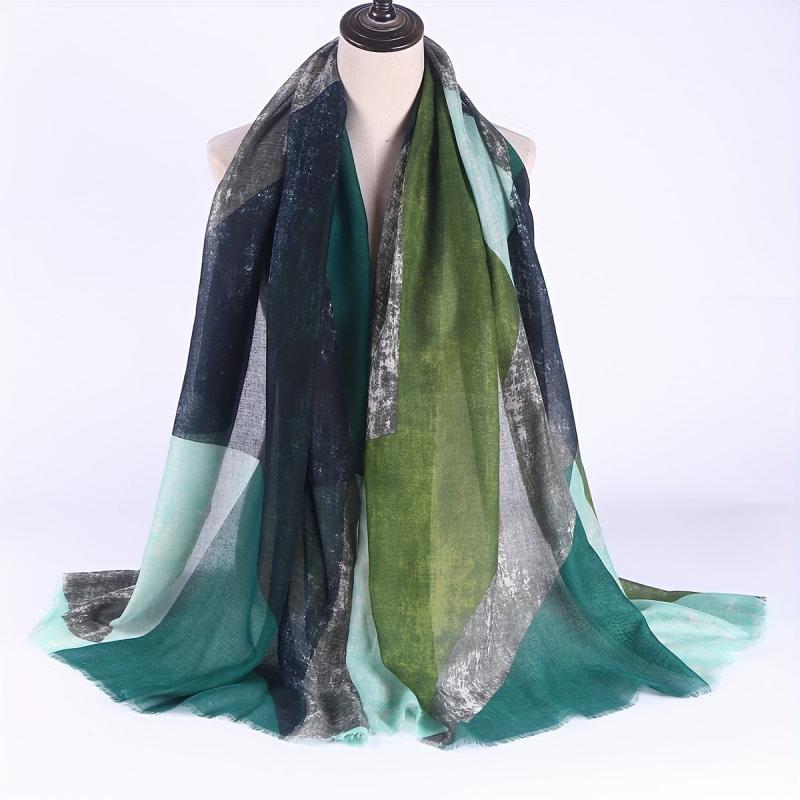 Tie Dye Print Shawl Raw Edge Scarf