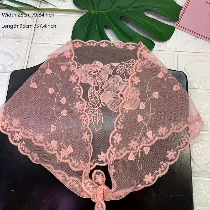 Triangle Mantilla Head Covering Lace Floral Neck Scarf Church Head Veil