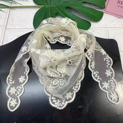 Triangle Mantilla Head Covering Lace Floral Neck Scarf Church Head Veil