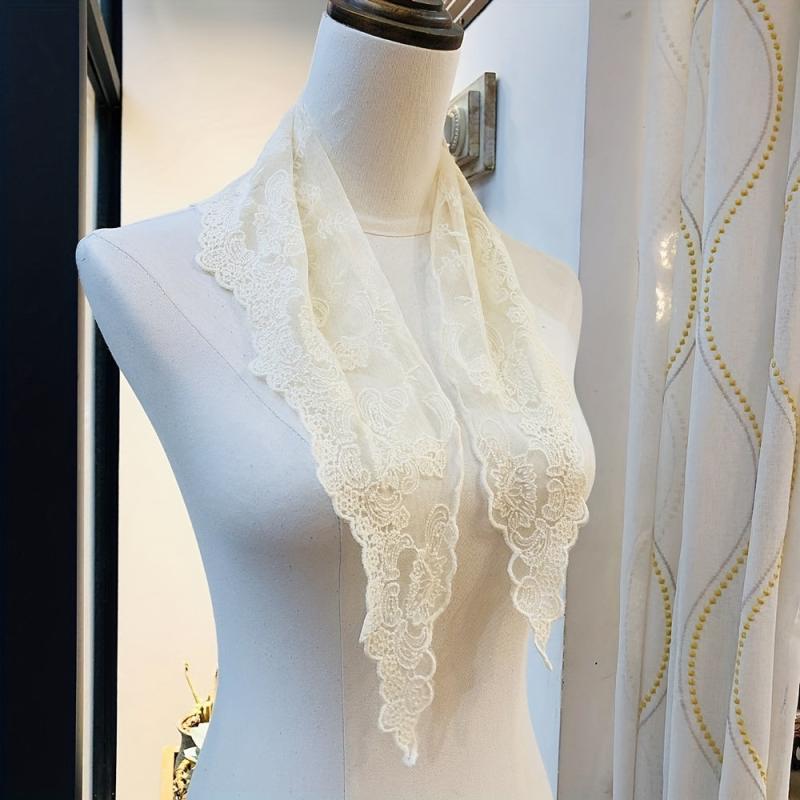 Triangle Mantilla Head Covering Lace Floral Neck Scarf Church Head Veil