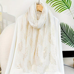 Dotted Leaf Hot Stamping Scarf Vintage Thin Breathable Shawl