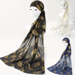 Dotted Leaf Hot Stamping Scarf Vintage Thin Breathable Shawl