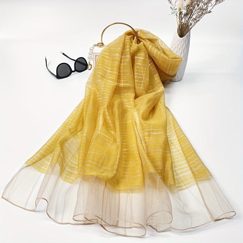 Striped Chiffon Scarf Solid Shawl Head Wrap Hijab Travel Beach Towel