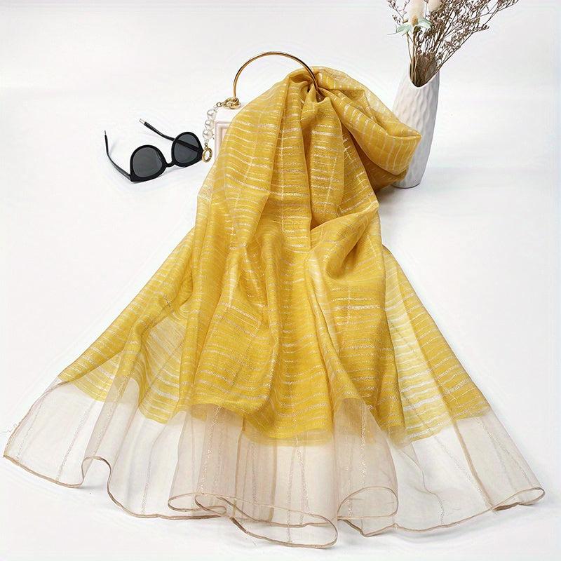 Striped Chiffon Scarf Solid Shawl Head Wrap Hijab Travel Beach Towel