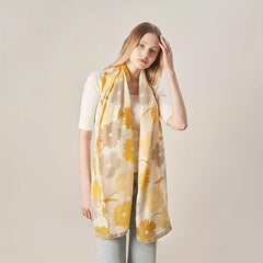Boho Flower Print Scarf Classic Block Shawl Casual Headwraps
