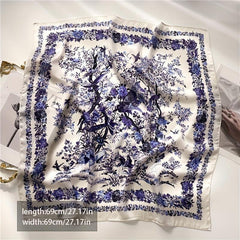Vintage Flower Print Bandana Silk Scarf Neckerchief Hair Accessory