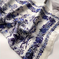 Vintage Flower Print Bandana Silk Scarf Neckerchief Hair Accessory