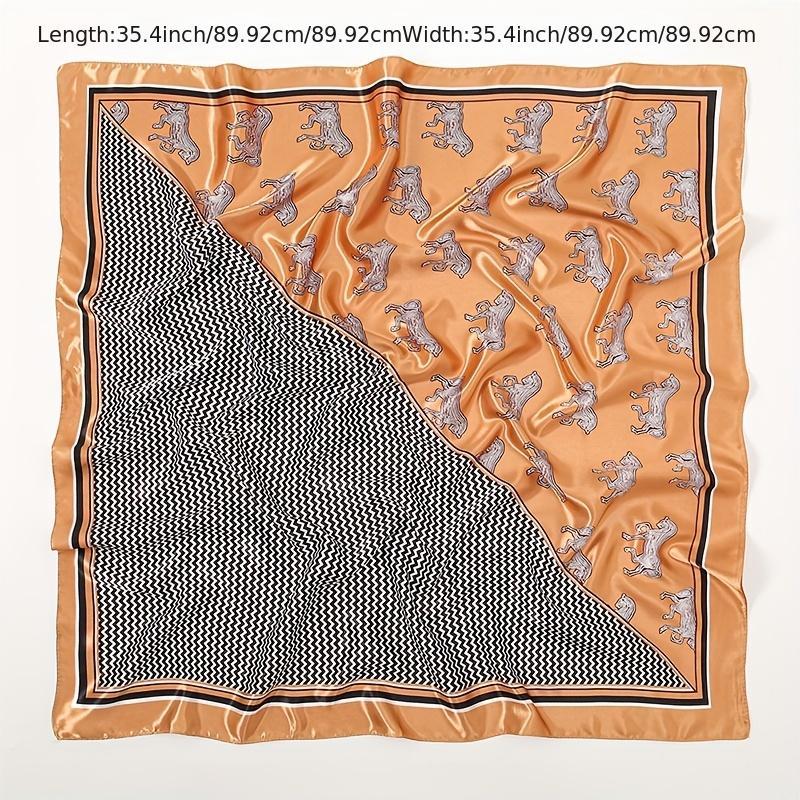 Geometric Print Large Satin Square Scarf Horse Shawl