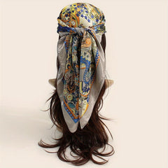 Lucky Tree Print Bandana Vintage Satin Shawl Silk Scarf For Women