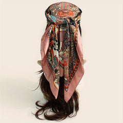 Lucky Tree Print Bandana Vintage Satin Shawl Silk Scarf For Women