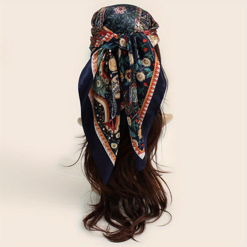 Lucky Tree Print Bandana Vintage Satin Shawl Silk Scarf For Women