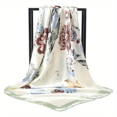 Flower Print Shawl Large Satin Square Scarf Bandana Head Wrap