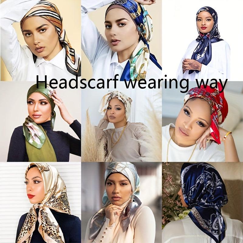 Flower Print Shawl Large Satin Square Scarf Bandana Head Wrap