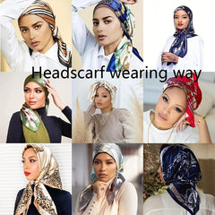 Flower Print Shawl Large Satin Square Scarf Bandana Head Wrap