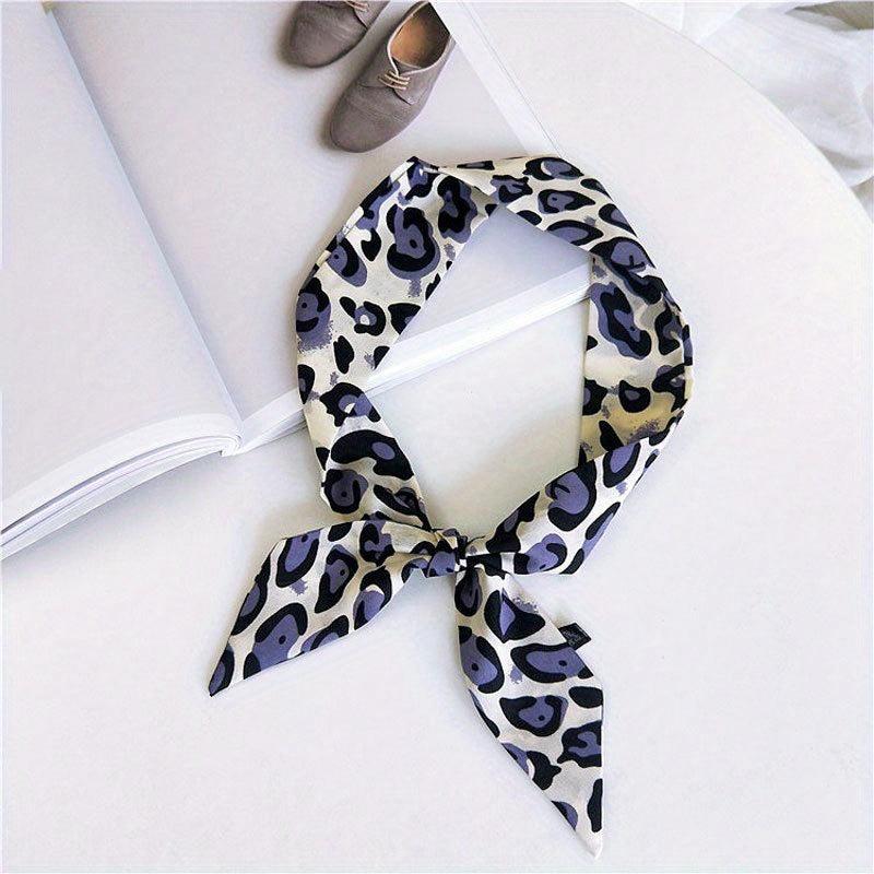 Vintage Leopard Print Twilly Scarf Long Ribbon Neckerchief Classic