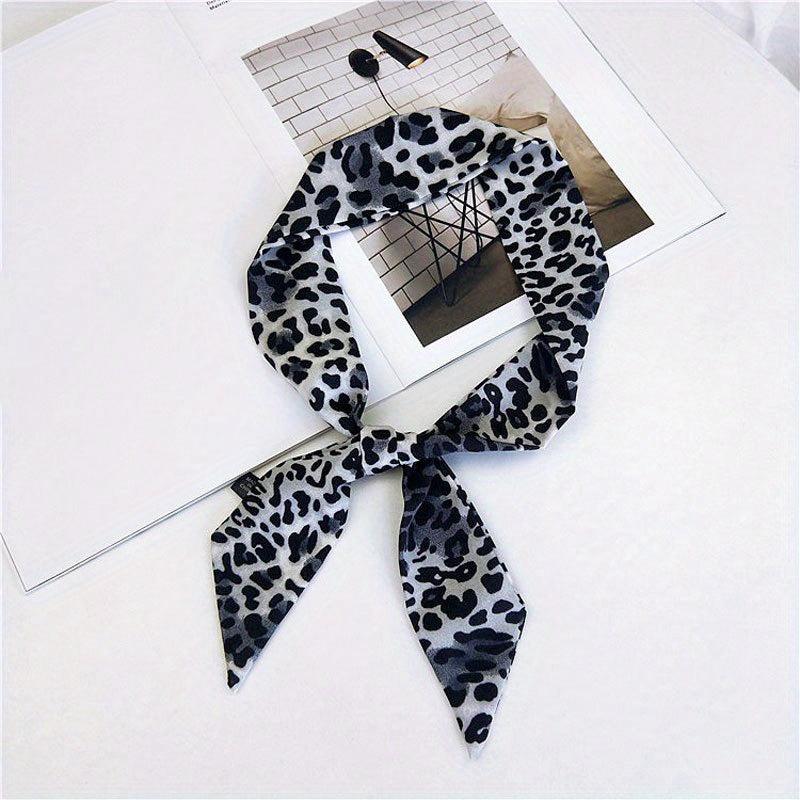 Vintage Leopard Print Twilly Scarf Long Ribbon Neckerchief Classic