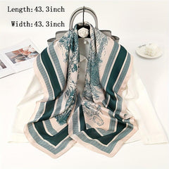Vintage Solid Print Scarf Silk Square Shawl Classic Satin Windproof Head Wrap