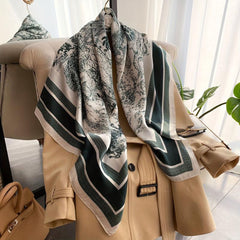 Vintage Solid Print Scarf Silk Square Shawl Classic Satin Windproof Head Wrap