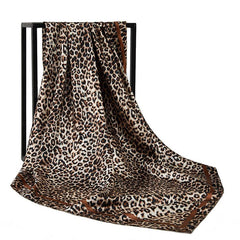 Leopard Print Silk Hair Scarf Neck Neckerchief for Women