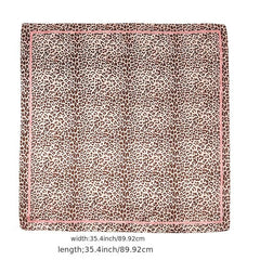 Leopard Print Silk Hair Scarf Neck Neckerchief for Women
