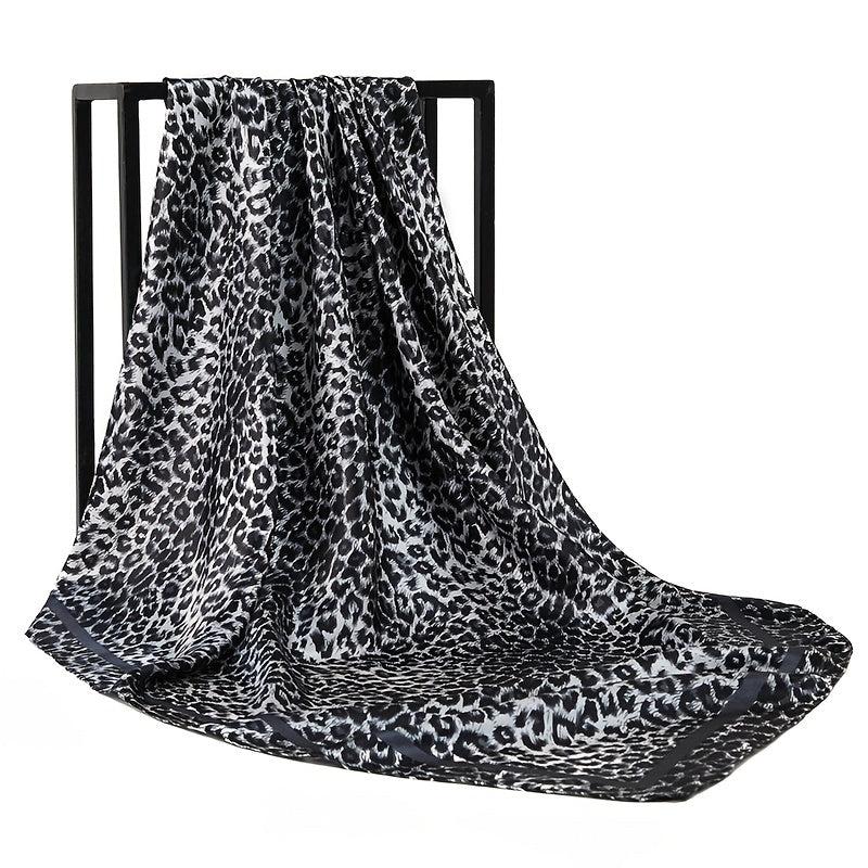 Leopard Print Silk Hair Scarf Neck Neckerchief for Women