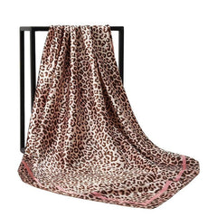Leopard Print Silk Hair Scarf Neck Neckerchief for Women