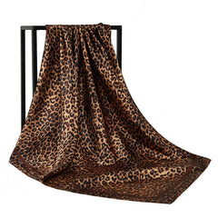 Leopard Print Silk Hair Scarf Neck Neckerchief for Women