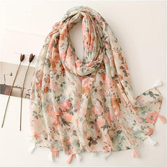 Boho Floral Print Scarf Vintage Shawl Head Wrap Scarves