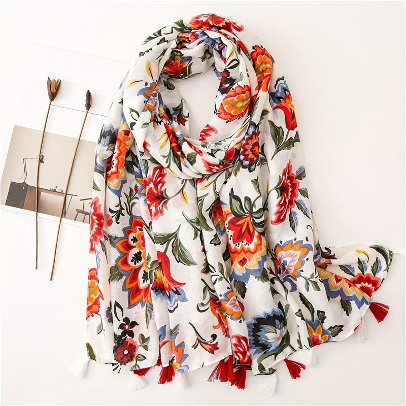 Boho Floral Print Scarf Vintage Shawl Head Wrap Scarves