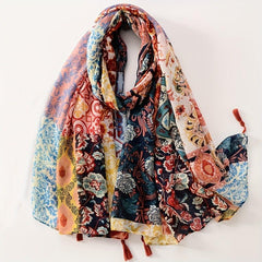 Boho Floral Print Scarf Vintage Shawl Head Wrap Scarves