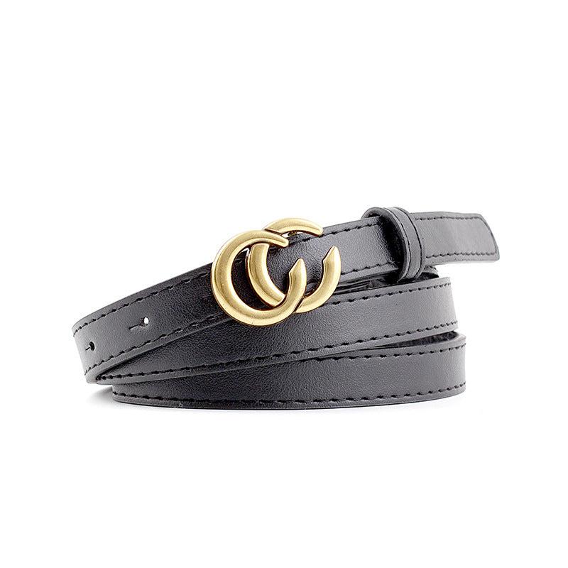 CC Leather Belt Retro Smooth Buckle Jeans Decorative Pants Belt