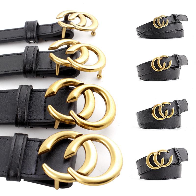 CC Leather Belt Retro Smooth Buckle Jeans Decorative Pants Belt