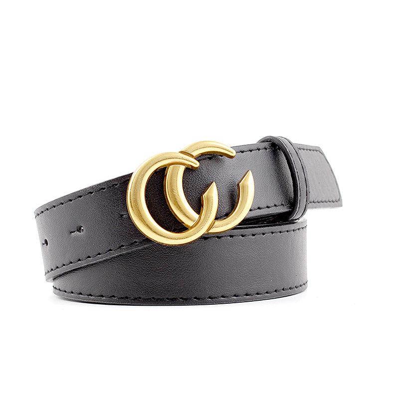 CC Leather Belt Retro Smooth Buckle Jeans Decorative Pants Belt