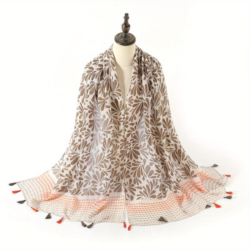 Geometric Print Tassel Scarf Vintage Block Shawl