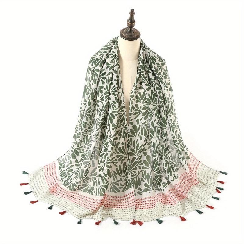 Geometric Print Tassel Scarf Vintage Block Shawl